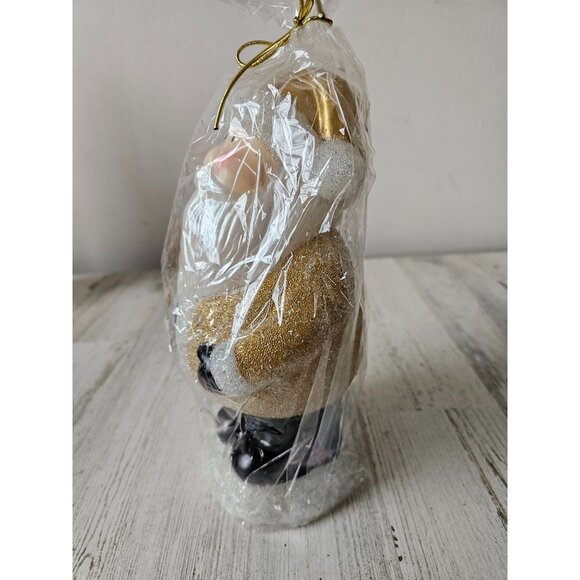 Pottery Barn beaded Santa candle unique large gold decor Xmas - Picture 2 of 9